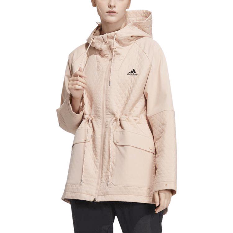 Adidas Logo Hooded Jacket Women Jackets Pink H07386