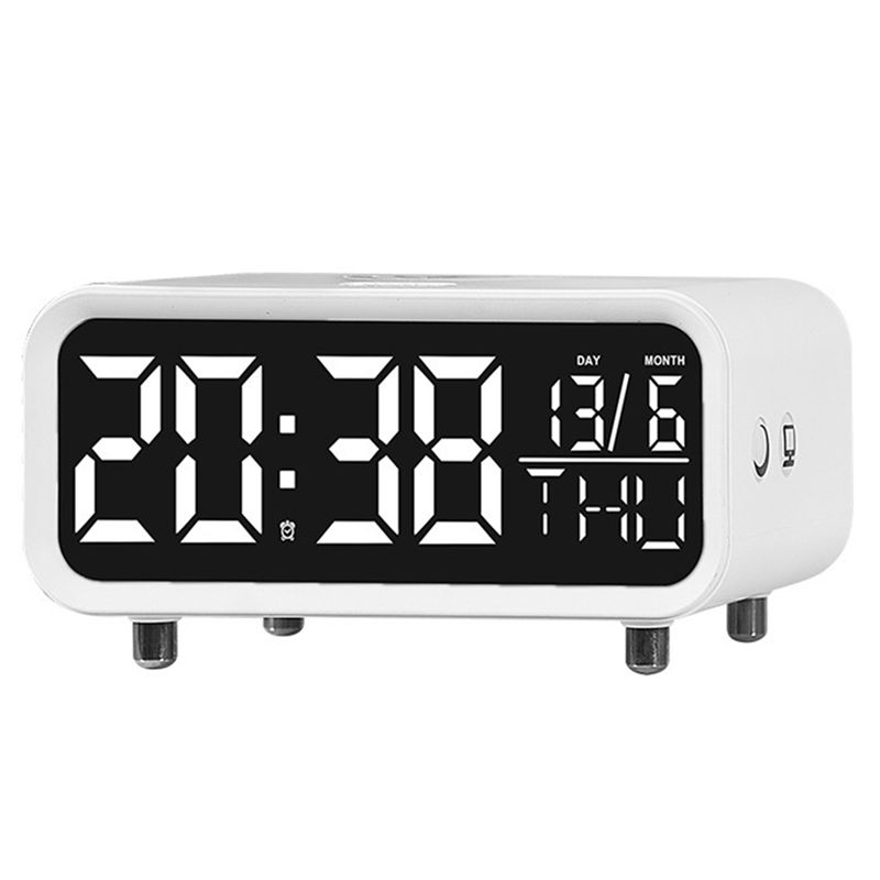 

M-Modern-LED Wireless Charging Desk Clock Multifunctional Night Light Clock Simple Hotel Alarm Clock Modern Decoration білий