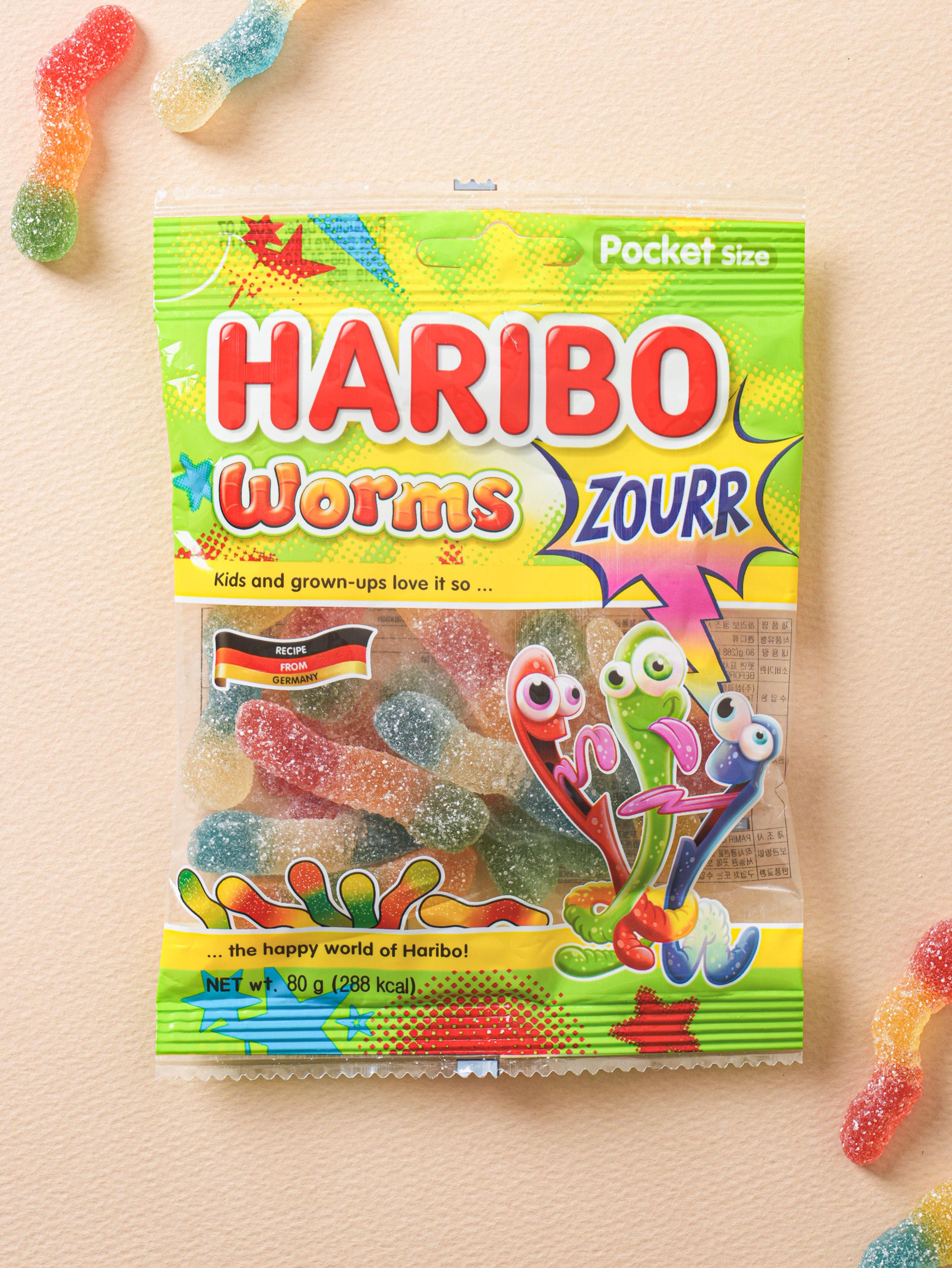 Конфеты Haribo Wummis Кисло-сладкие жевательные червячки, пакет 80 г 1ea