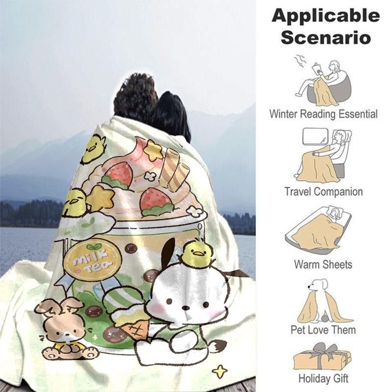 1pc Dessert Pochacco Blanket, Home Decorative Throw Blanket for All Seasons, Living Room, Travel, Camping, Car Blankets, Beach, Office Naps, Perfect G