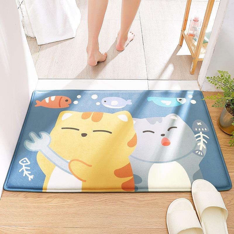 Rabbit Welcome Mat for Front Door Outdoor Entry Print Doormat Non Slip Kitchen Bedroom Footpad Home Indoor Decor Funny Kid Rug