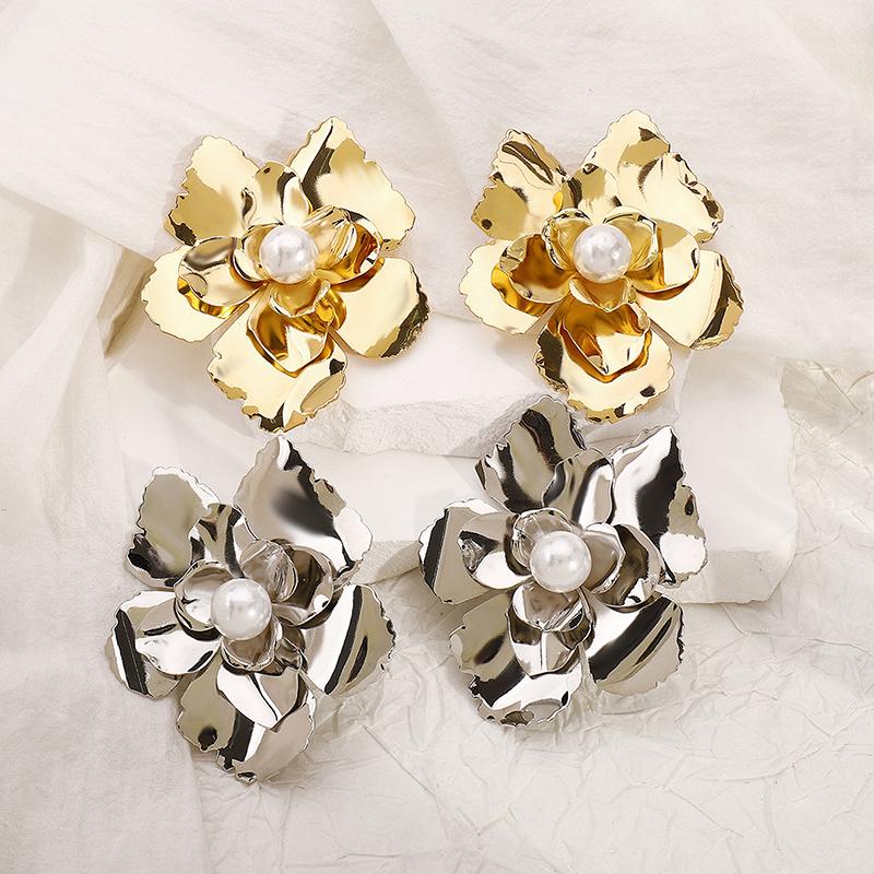Draweye Blumenohrringe für Damen Vintage Hyperbel Amerikanischer Stil Schmuck Perlen Elegant Einfach Pendientes Mujer