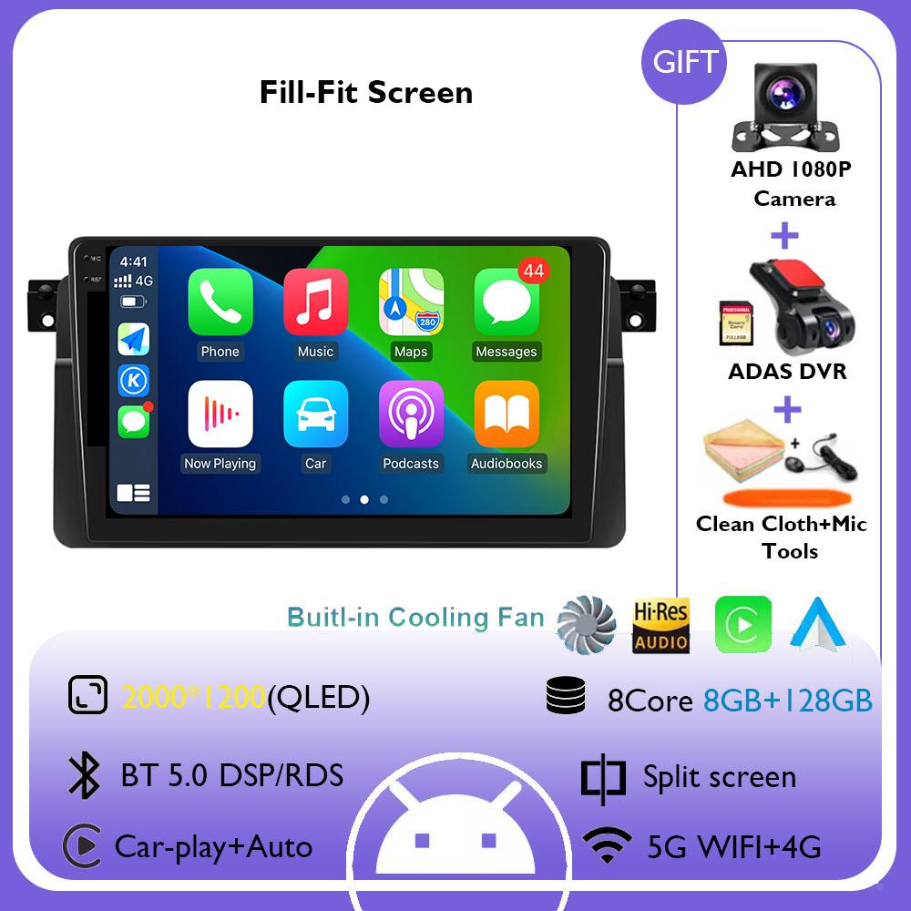 Android 14 Car Radio For BMW E46 1999 2000 2001 2002 2003 2004 2005 Carplay Auto Stereo Player Autoradio WIFI GPS Navigation