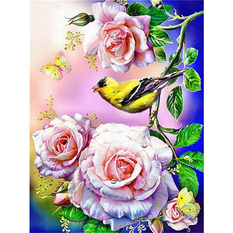 5d Diamond Painting Flower Birds Full Square/Round Diamond Embroidery Cross Stitch Peony Mosaic Needlework Home Decor Kits