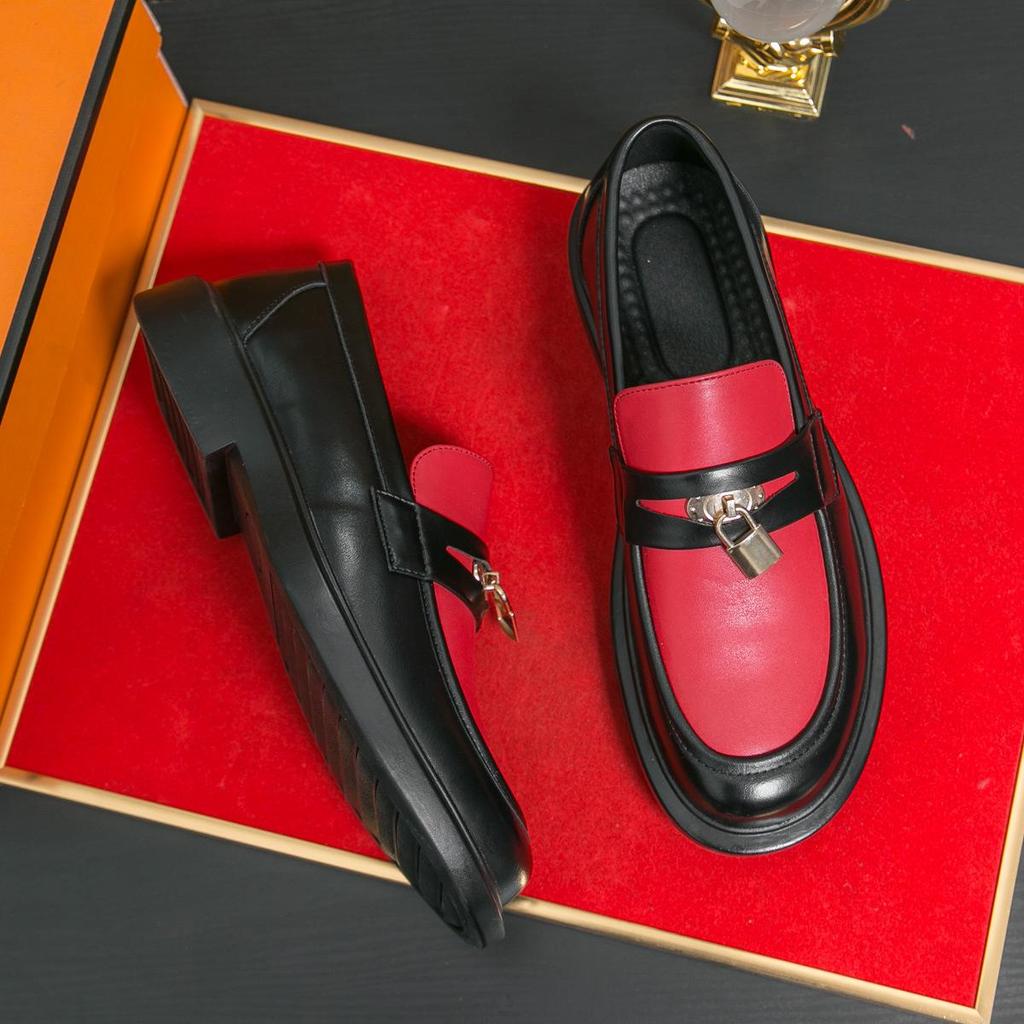 Men's Plus Size Leather Slip-on Loafers: Formal & Casual Thick Sole Shoes