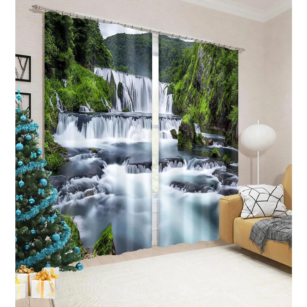 Natural Scenery Forest Landscape Waterfall Drapes Blinds Ideal for Family Room Bed Room Bathroom Kicthen Door Home Decoration
