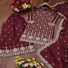 Royal Wine Embroidered Sharara Set with Scalloped Dupatta