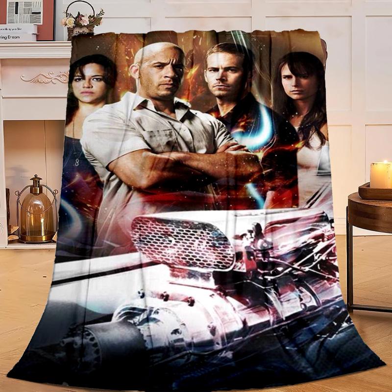 1PC Fast And car Family Flannel Blanket Gift, Suitable for Both Men And Women, Soft Ideal for Beds And Sofa, Birthday Or Christmas Gift