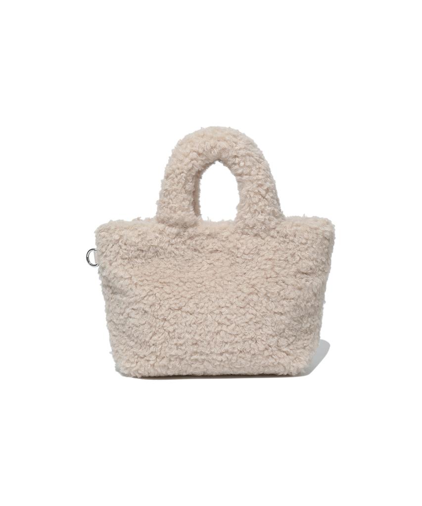 Covernat Woman Clover Heart Fluffy Tote Bag Ivory