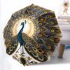1 Stück Pfauenfeder Mandala Automatisches Öffnen/Schließen Faltbarer Regenschirm, Kompakter Tragbarer Reise Regenschirm, Perfekt für Geburtstag/Weihnachten, Niedlicher Regenschirm