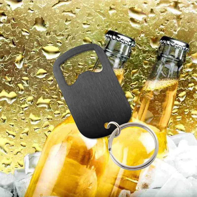 Stylový nerezový otvírák na klíče s laserem gravírovaným LOGEM na pivo a sodu