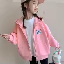 Butterfly Flower Girl Pink Hoodie Zip Up Cardigan Tops Black Hoodies 3-12 Year Zipper Style Children Red Autumn Coat