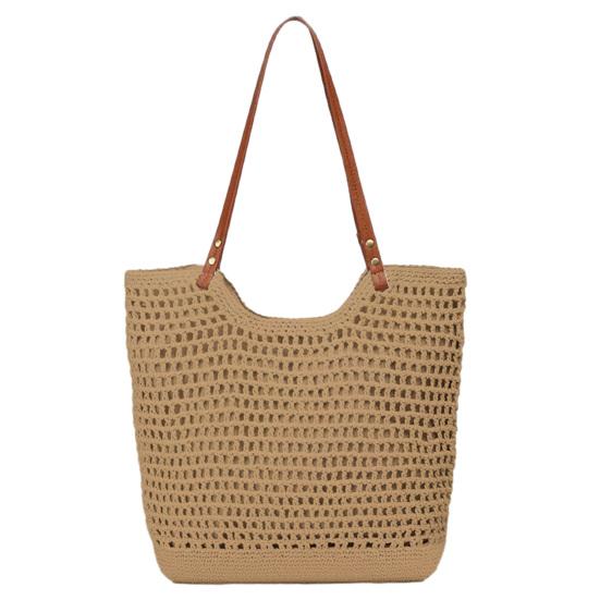Crochet Shoulder Bag, Large Capacity Tote Bag, Lightweight Knit Handbag, Summer Beach Tote Purse for Women Holiday Commuting Daily Use верблюд