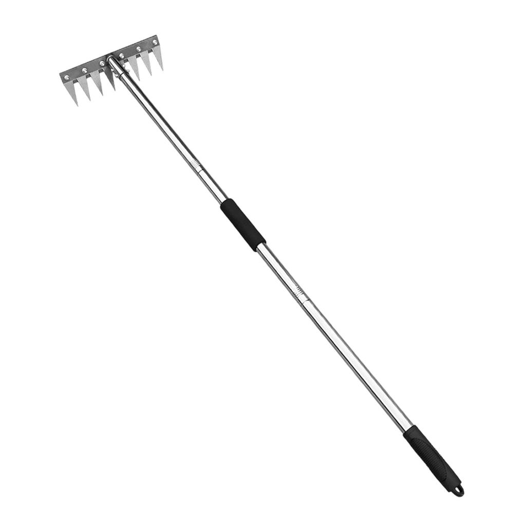 Stainless Steel Gardening Uprooting Weeding Rake Detachable Handle Weed Removal Device for Farm Lawn and Garden Tools