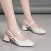 Women Fashion Elegant Plus Size Beige Patent Leather Spring Slip On Square Heel Shoes Lady Cute Black Footwear Ab564
