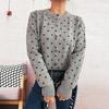 Women's Fashionable Casual Loose And  Polka Dot  Round Neck Long Sleeved Knitted Cardigan Sweater Jacket