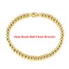 EFFIE QUEEN 100% Prata S925 Ouro 14k Contas de 4mm Pulseira de Corrente de Bolas Joia Simples para Mulheres, Homens Corrente de Mão Presente de Banquete SB103