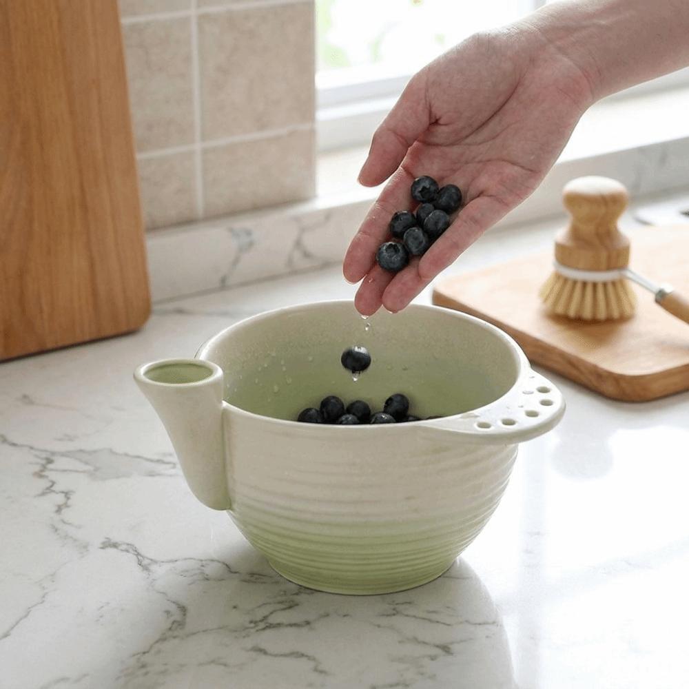 Large Capacity Ceramic Berry Washer Self-Rotating Fruit Cleaner Easy To Clean