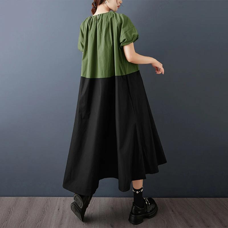 Xitao A-line Contrast Colors Loose Dress ZMY1409