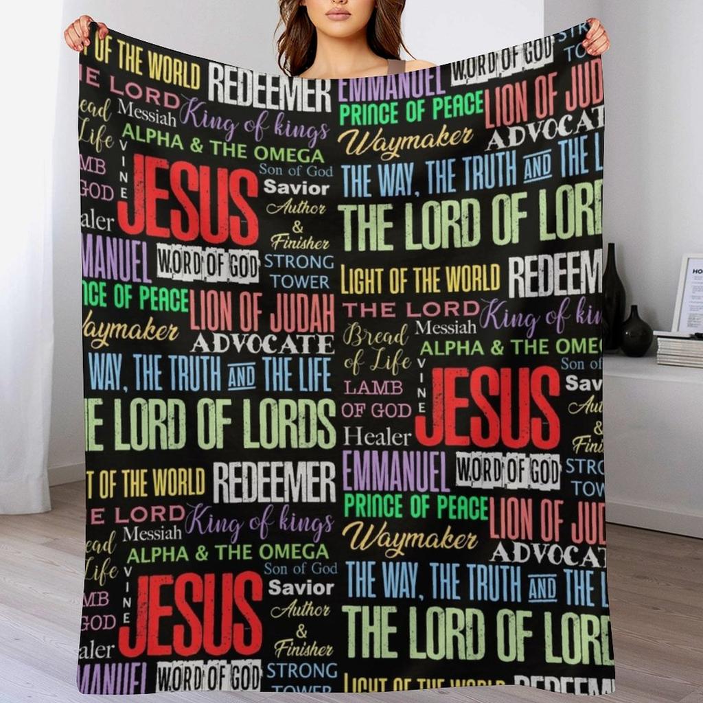 Names of God Lord Jesus Christ Bible Verse Christian Gifts Store Throw Blanket Soft Comfort Blanket for Reading Watching TV