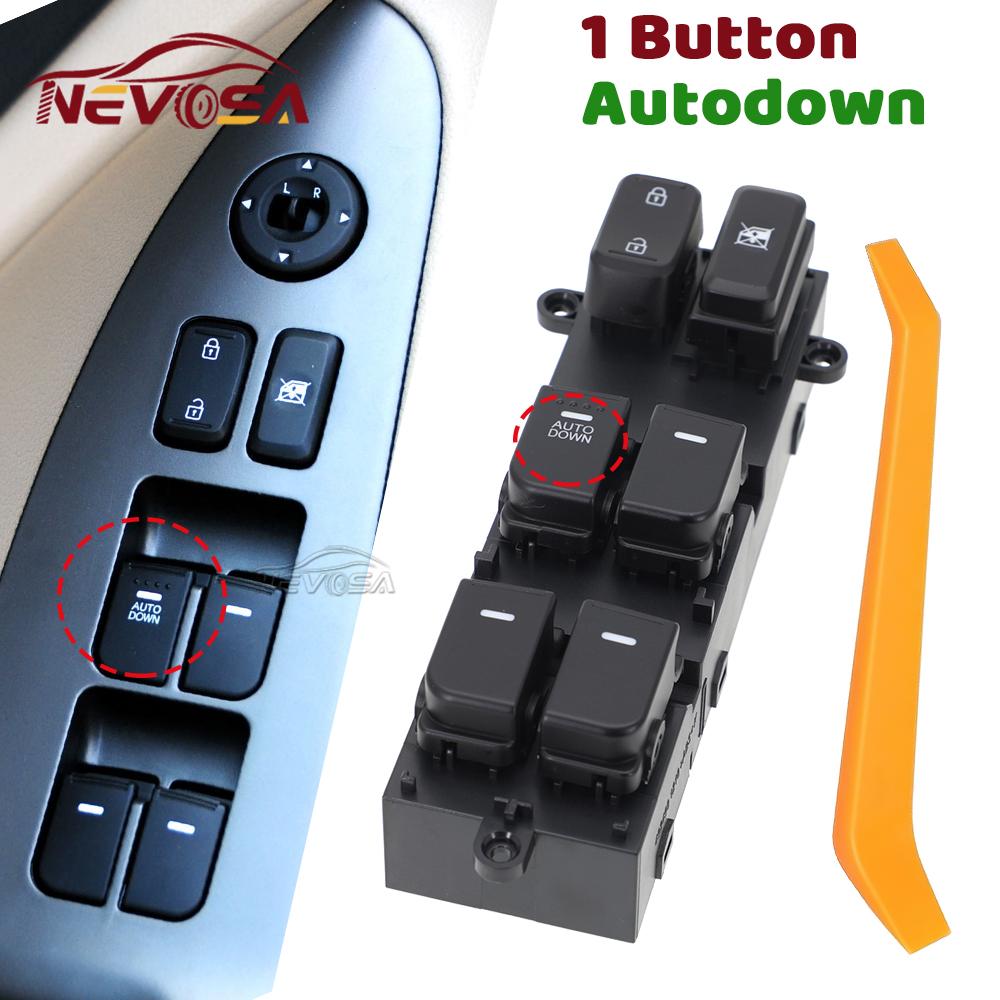 For Kia Optima K5 Soul 2011 2012 2013 Front Left Driver Master Power Window Control Switch Glass Button 93570-2T010 93570-2T000 1 Autodown (Down)
