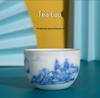 Celadon White Porcelain Tea Set with Gold Landscape: Complete Chinese Gaiwan Teapot and Teacup Set for Kung Fu Tea.