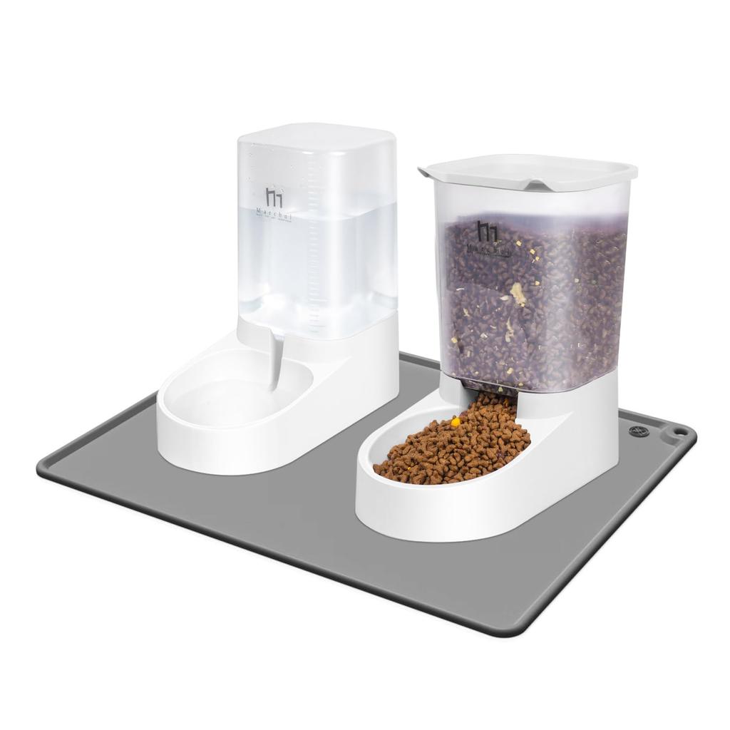 Marchul Automatic Cat Feeder Large Capacity Pet Food Pet Water Fountain and Automatic Cat Feeder Set for Dogs and Sun Protection and Freshness for