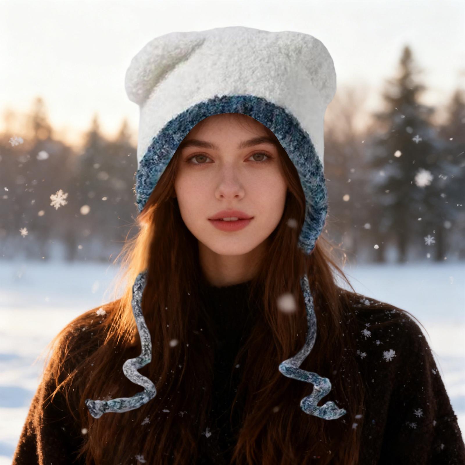 

Женская кружевная плюшевая шапка, Женский толстый носок, Вязаная шапка из пряжи One Size белый