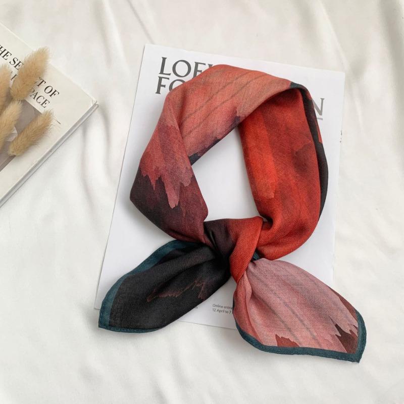 Square scarf new neck scarf scarf small shawl travel bag headscarf versatile cashew flower silk scarf