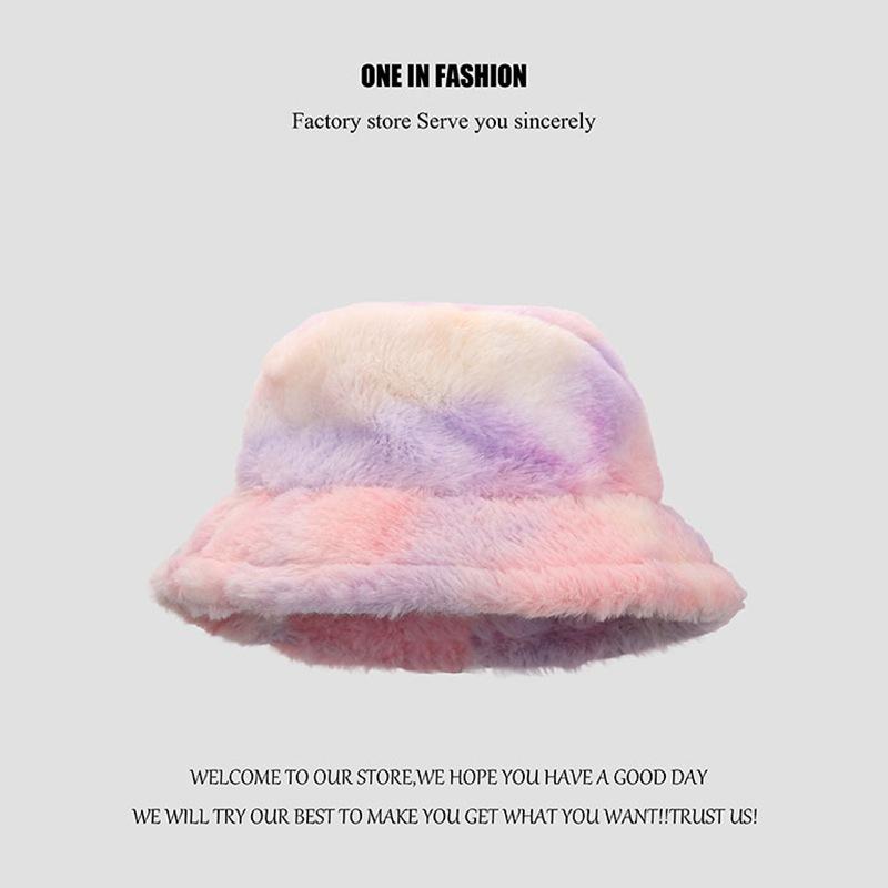 Lady Winter Bucket Hat  Fisherman Cap Warm Furry Cap Fluffy Hats
