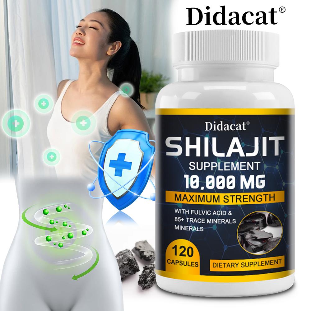 Didacat Shilajit Supplement, 10000mg, Fulvic Acid, 85+ Minerals, 120 Caps