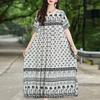 Elegant Summer Loose Dress Woman Vintage Clothes Plus Size Casual Short Sleeve Long Dresses