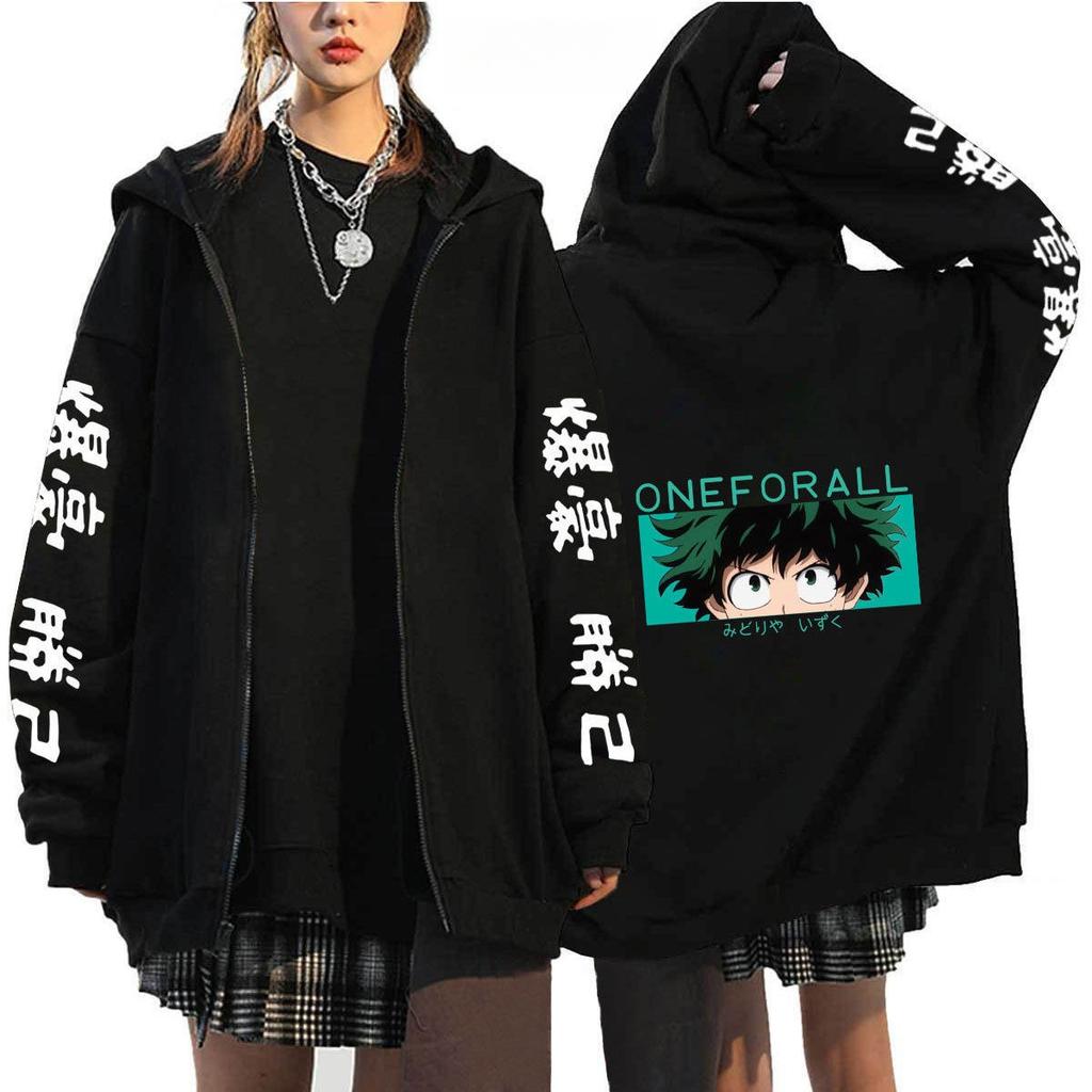 My Hero Academia Katsuki Bakugo Japanese Text Hoodie Men Black Cotton Casual Long Sleeve Autumn Winter Streetwear