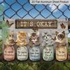 2D Flat Creative Aluminum Decorative Sign, -12*8in- Cute Cat Colorful Bottles of Sacred Scenery, Office Bathroom Living Room Applicable, Easy To Hang