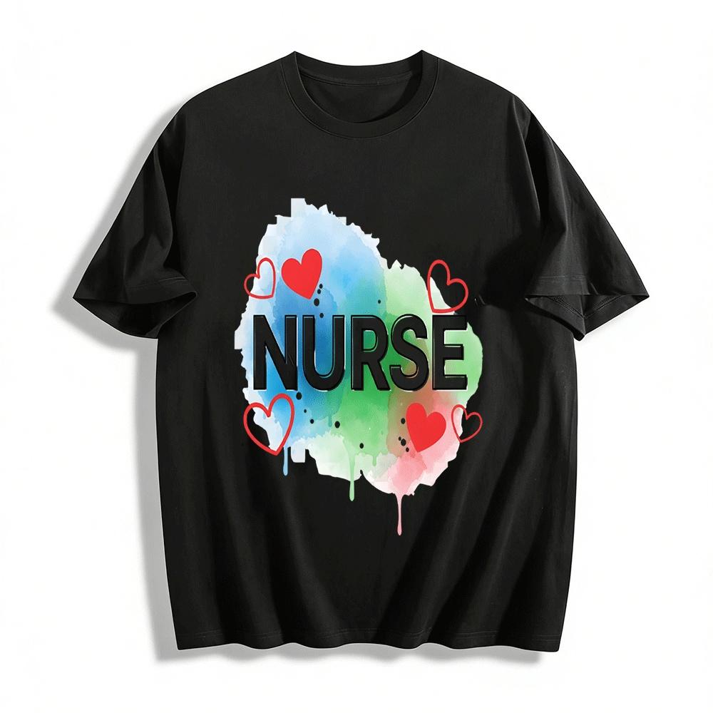 

Nurse Themed Love Heart Print Casual T-Shirt For Medical Staff Pure cotton T-shirt XXS