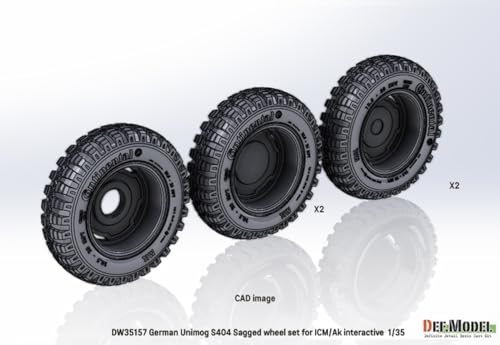 Diff Model 1/35 Scale Modern German Unimog S404 Weight-Deforming Tire Set (for AK Interactive/ICM) Plastic Model Kit Parts DW35157