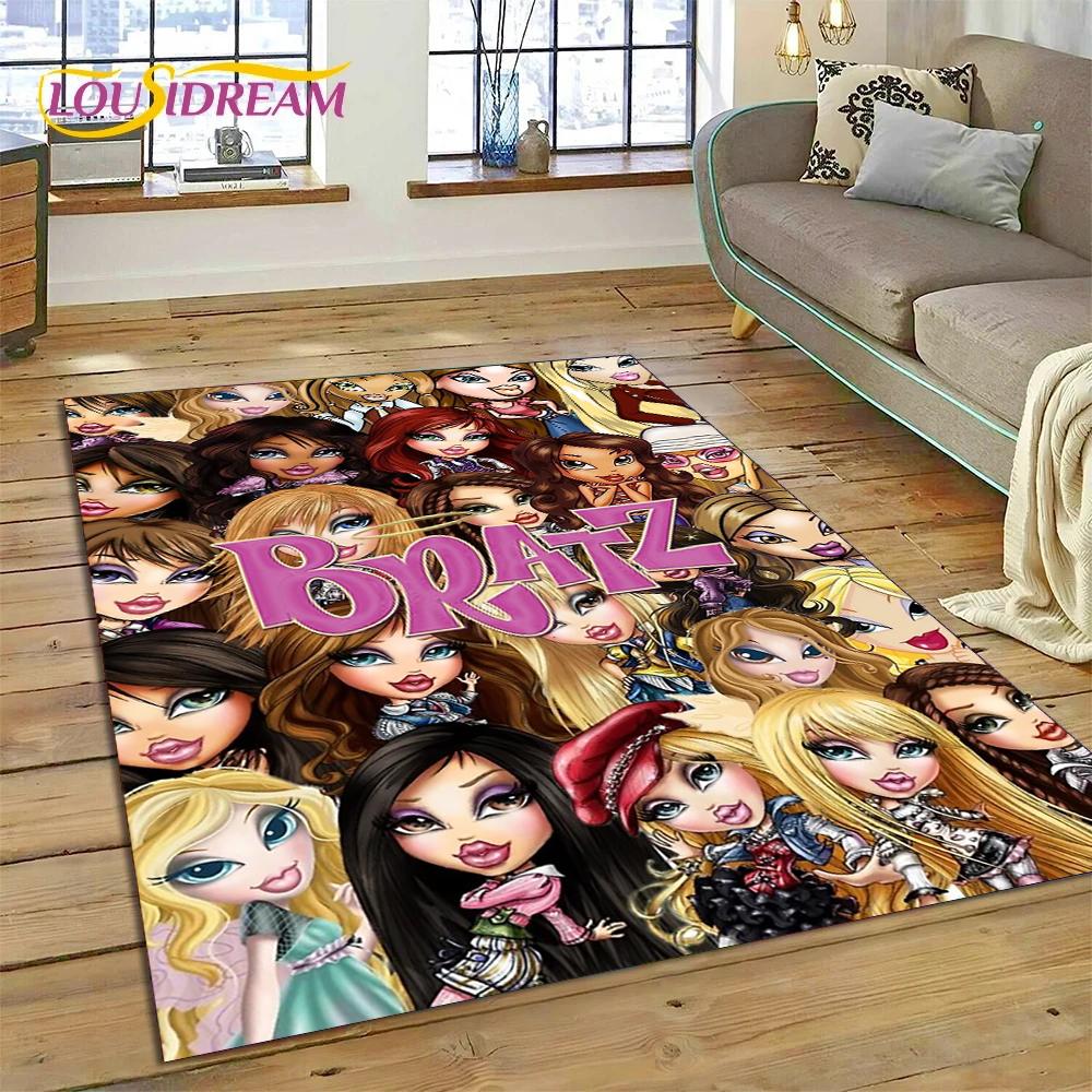 HD Cartoon Bratz Doll Cute Girls 3D Rug Carpet for Living Room Bedroom Home Decor,Floor Mat Non-slip Decoration for Sofa Doormat