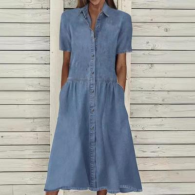 New Stylish Lapel Casual Denim Dress