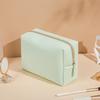 Portable Makeup Bag Faux Leather Cosmetic Bag Waterproof Solid Color Toiletry Organizer for Daily Use Travel Business Trip