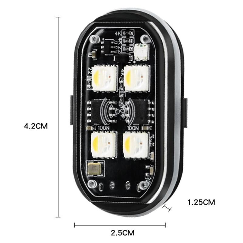 4PCS Wireless Remote Control Lights for Night Riding on Cars and Motorcycles Multi Mode Flashing Safety Lights