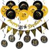 Rose Gold Black 16th Birthday Banner & Balloon Set