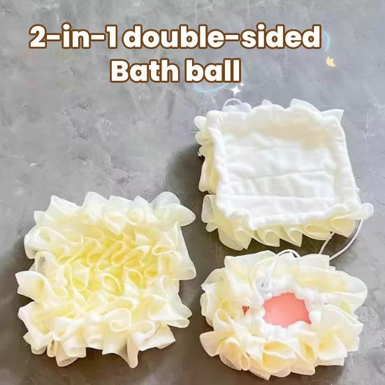 3Pcs Loofah Soap Bath Ball with Gel Soap Loofah Cloth Towel 2-in-1 Shower Mesh Design