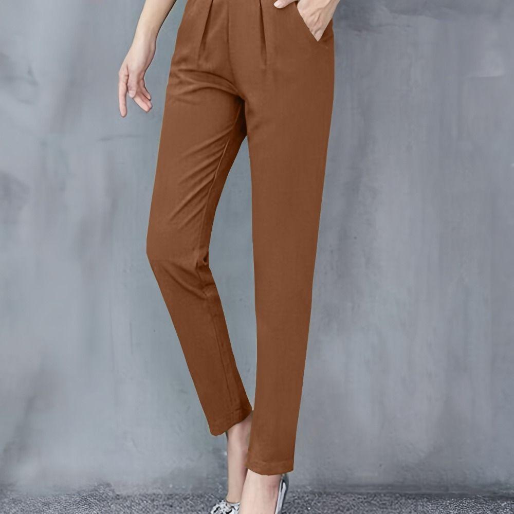 with Pockets Haren Pants Women Pleated High Waist Suit Pants Casual Professional Pants Lady