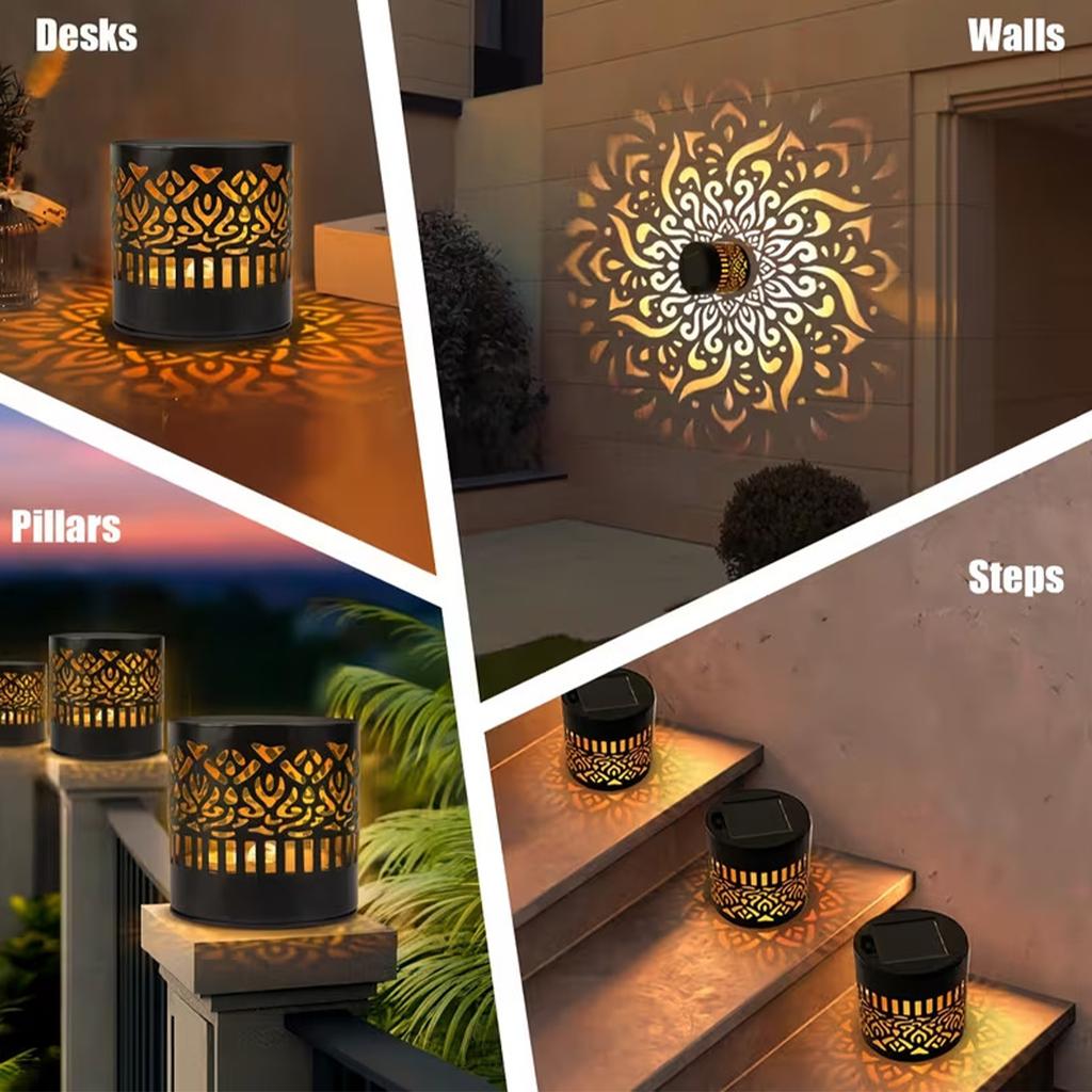 Decorative Solar Mandala Lights Mandala Theme Solar Powered Deck Step Wall Lights for Garden Post Patio Backyard Yard Decor