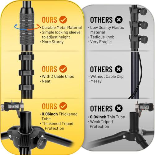 CAHAYA [Latest 2-Way Design with Cell Phone Holder] Gooseneck Microphone Stand, Straight, Height Adjustable from 83-187cm, Includes 1 Gooseneck Arm, 1