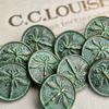 10pcs 17mm Vintage Metal Shank Buttons, Dragonfly Engraving with Green Patina, DIY Jewelry Accessories Flower Button Clothing Accessories
