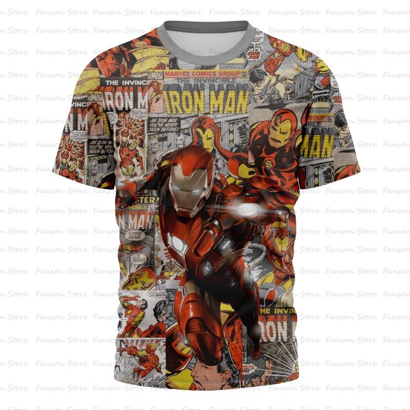 Men's 3D Printed Marvel Avengers League Iron Man PatternT-shirt -Summer Street Style Round-neck Short-sleeved Adult Sports Shirt
