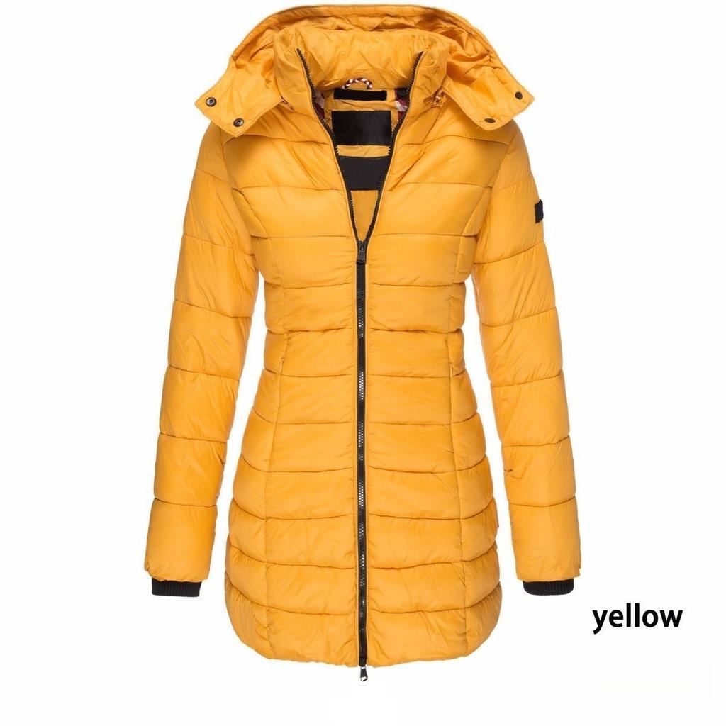 Women's Mid-Length Slim-Fit Winter Coat Warm Down-Filled Cotton Jacket