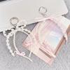 Kawaii Pearl Bow Keychain Lovely Heart Pendant Keyring Stylish Bag Accessory Perfect for Girls Daily Use Gift