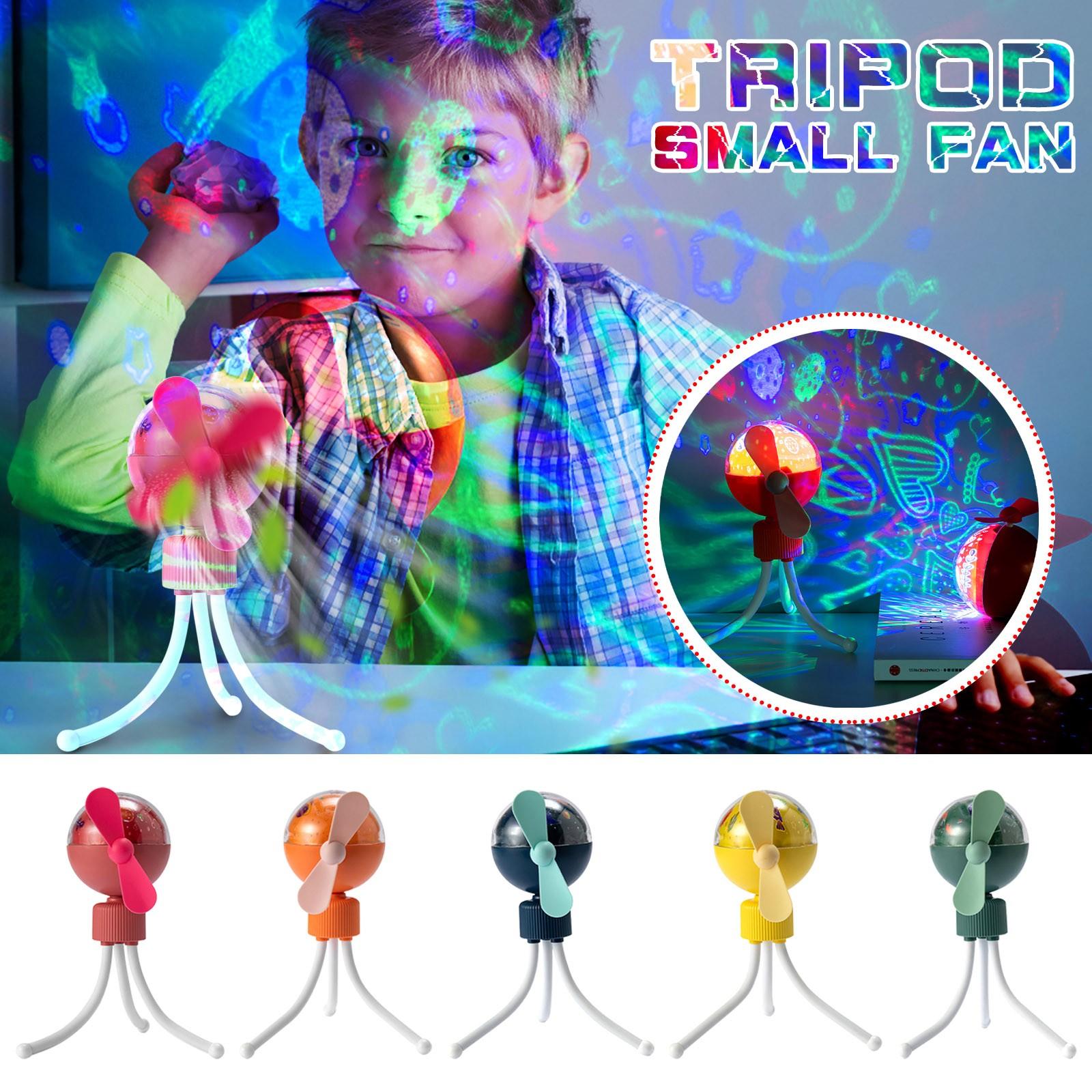 

Кліп-вентилятор із гнучким штативом, обертається на 360°, безшумний USB-вентилятор із барвистою проекційною лампою з 3 швидкостями для подорожей, офісних приміщень на вулиці One Size синій